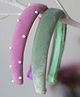 Ribbon candy Velvet Set Of 2 Solid & Pearls Embellished Hair Bands - Olive Green & Purple