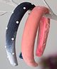 Ribbon candy Velvet Set Of 2 Solid & Pearls Embellished Hair Bands - Peach & Grey