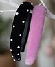 Ribbon candy Velvet Set Of 2 Solid & Pearls Embellished Hair Bands - Black & Purple