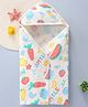 Babyhug Terry Knit Hooded Towel With Vegetable Print L 74 x B 71 cm - White