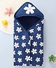 Babyhug Terry Knit Hooded Towel With Floral Print L 78 x B 70 cm - Navy Blue