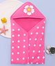 Babyhug Terry Knit Hooded Wrapper With Floral Print L 73 x B 73 cm - Pink