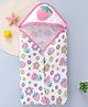 Babyhug Terry Knit Hooded Towel With Strawberry & Floral Print L 74 x B 73 cm - Pink