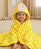 Babyhug Terry Knit Hooded Towel With Ice Cream & Heart Print L 75 x B 71 cm - Yellow