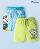 HoneyHap Disney Terry Knit Knee Length Shorts with Mickey Mouse & Family Graphics Pack of 2 - Light Blue & Green