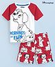 HoneyHap Disney Single Jersey Knit Half Raglan Sleeves T-Shirt & Shorts Set With 101 Dalmatians Graphics - White & Red