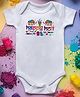FFlirtygo Holi Theme Cotton Half Sleeves Happy Holi Printed Onesie -White
