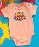 FFlirtygo Holi Theme Cotton Half Sleeves Holi Crew Printed Onesie -Peach