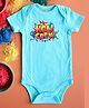 FFlirtygo Holi Theme Cotton Half Sleeves Holi Crew Printed Onesie -Turquoise