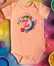 FFlirtygo Holi Theme Cotton Half Sleeves Holi Ki Toli Printed Onesie -Peach