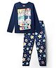 Honeyhap Marvel Single Jersey Knit Full Night Suit with Avengers Graphics - Navy Blue