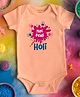 FFlirtygo Holi Theme Cotton Half Sleeves Meri Pehli Holi Printed Onesie -Peach