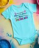 FFlirtygo Holi Theme Cotton Half Sleeves Mumma Papas Little Pichkari Printed Onesie -Turquoise
