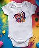 FFlirtygo Holi Theme Cotton Half Sleeves My First Holi Printed Onesie -White