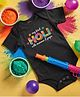 FFlirtygo Holi Theme Cotton Half Sleeves My First Holi With Mumma Papa Printed Onesie -Black