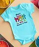 FFlirtygo Holi Theme Cotton Half Sleeves Meri Pehli Holi With Mumma Papa Printed Onesie -Turquoise