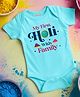 FFlirtygo Holi Theme Cotton Half Sleeves My First Holi With Family Printed Onesie -Turquoise