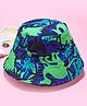 Babyhug Cotton Woven Bucket Hat With Leaves Print Blue - Diameter 16 cm