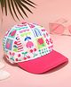 Babyhug Cotton Woven Summer Cap with Floral Print Pink - Diameter 48 cm