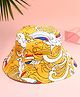 Babyhug Cotton Woven Two Layer Bucket Hat with Beach Theme Print Yellow - Diameter 17 cm