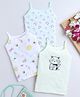 Bumzee Cotton Knit Singlet Sleeves Bees & Animal Printed Slips Pack of 3 - White & Aqua Blue
