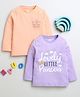BUMZEE Cotton Knit Full Sleeves Tops with Rainbow & Queen Girl Text Print Pack Of 2 - Lavender & Orange