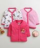 BUMZEE Cotton Knit Full Sleeves Stripes & Koala Printed Jhablas Pack Of 3 - Dark Pink & White