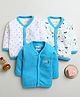 BUMZEE Cotton Knit Full Sleeves Hearts Printed Jhablas Pack Of 3 - Light Blue & White
