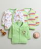 BUMZEE Cotton Knit Full Sleeves Stripes & Rainbow Printed Jhablas Pack Of 3 - Light Green  & White
