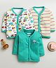 BUMZEE Cotton Knit Full Sleeves Stripes & Car Printed Jhablas Pack Of 3 - Sea Green & White