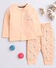 BUMZEE Cotton Knit Full Sleeves Safari Theme Printed Night Suit - Orange