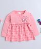 BUMZEE Cotton Knit Full Sleeves Frock with Panda Print - Dark Pink