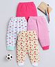 BUMZEE Cotton Full Length Cherry & Floral Printed Pajamas Pack Of 4 - Pink & Yellow