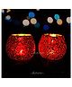 Divine Senses Mosaic Red Crackle Glass Tealight Candle Holder (Pack of 2) - Tea Light Candle Stand for Home Decoration/Diwali/Gifting/Christmas/Bedroom (Red)