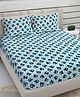 FABINALIV Sky Blue Cartoon Print Woollen King Size Double Bedsheet with 2 Pillow Covers