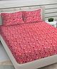 FABINALIV Pink Cartoon Print Woollen King Size Double Bedsheet with 2 Pillow Covers