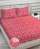 FABINALIV Pink Cartoon Print Woollen King Size Fitted Double Bedsheet with 2 Pillow Covers