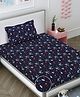FABINALIV Navy Blue Abstract Woollen Single Bedsheet with Pillow Cover