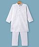 Dapper Dudes Full Sleeves Chikankari Kurta Pyjama Set - White