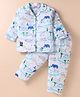 Enfance Core Full Sleeves Animals Printed Coordinating Night Suit Set - Sky Blue