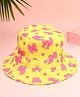 Babyhug Cotton Woven Two Layer Bucket Hat with Bow Print Yellow - Diameter 17 cm