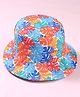 Babyhug Cotton Woven Two Layer Bucket Hat with Leaves Print White - Diameter 17 cm