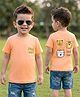 Bodycare Cotton Knit Half Sleeves T-Shirt with Front & Back Text & Animal Print - Peach