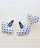 Pretty Ponytails Valentines Day Theme Heart Designed Polka Dots Printed Snap Clips & Ring Set - White & Black