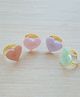 Pretty Ponytails Set Of 4 Heart Designed Adjustable Ring - Multi Colour