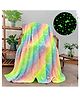 Happy Hues Unicorn Glow in The Dark Blanket Super Soft Fluffy-Flannel Fleece All Season Blanket - Bright Fluorescent