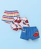 Babyhug Disney Single Jersey Knit Trunks with Stripes & Cars Print Pack Of 3 - Red White & Blue