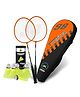 JASPO Thunder Badminton Kit,Badminton Set of Metal Alloy Rackets (Set of 2) with Full Cover Bag, 5 pcs Plastic Shuttlecocks, Ideal only for Recreational Play, Designed for Kids & Youngsters (Orange)