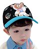 Babymoon Cotton Teddy Bear Applique Detailed & Space Theme Designed Summer Cap - Black