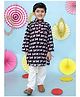 KID1 Cotton Full Sleeves Cow Printed Kurta With Pyjama Set - Black